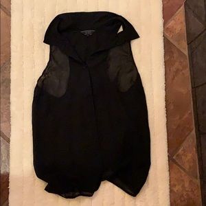 Black sheer button up guess shirt